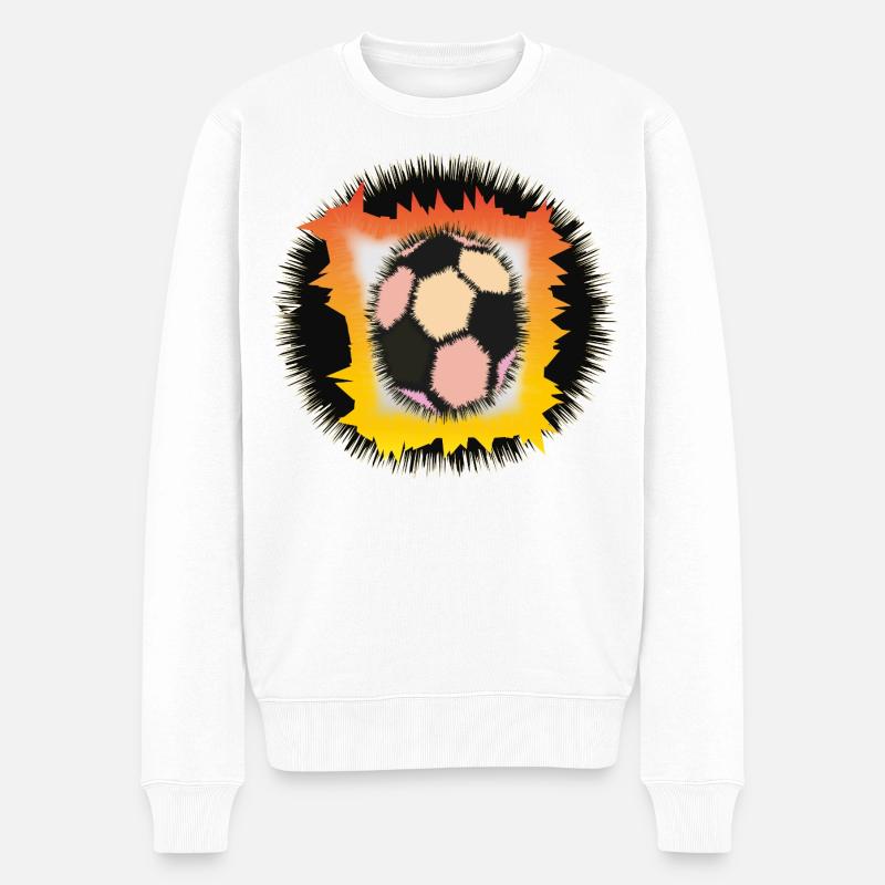 Flammendes Fußball-Symbol - Männer Premium Bio Pullover - Weiß