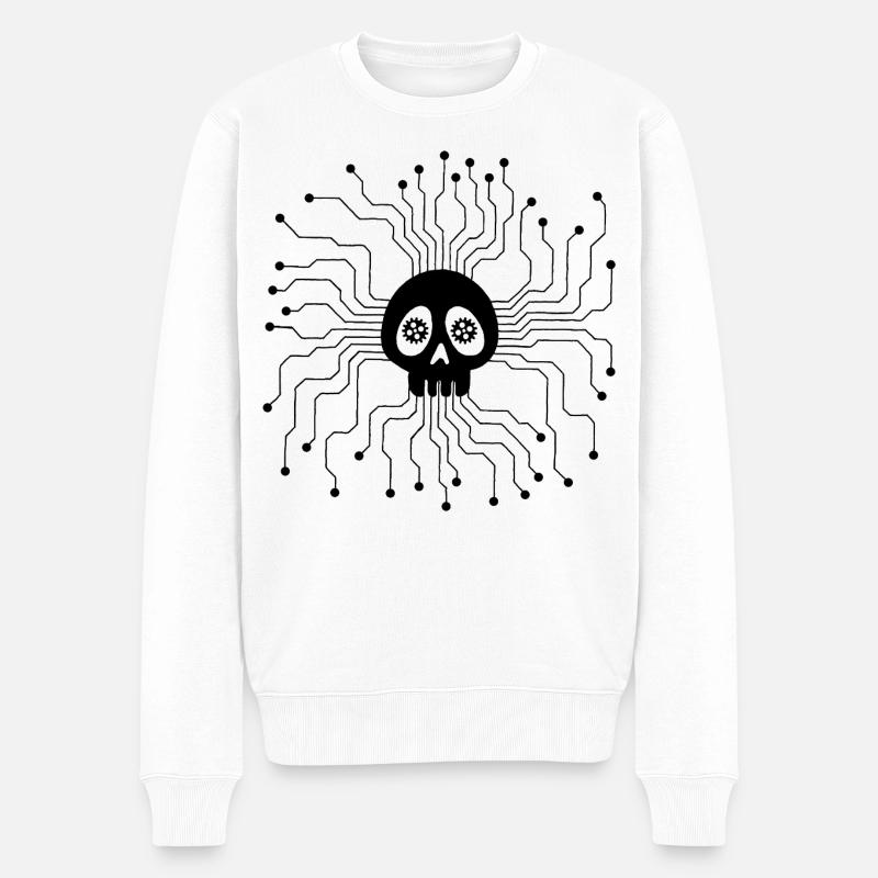 Microprocessor Skull (Black) - Men's Premium Organic Jumper - white
