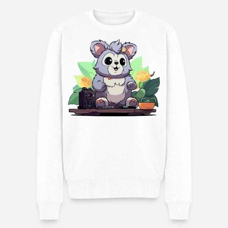 Kuschelpanda DJ im Dschungel - Männer Premium Bio Pullover - Weiß