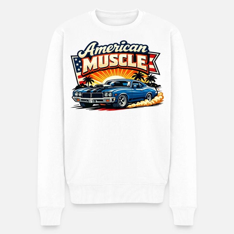 American_Muscle_3 - Männer Premium Bio Pullover - Weiß