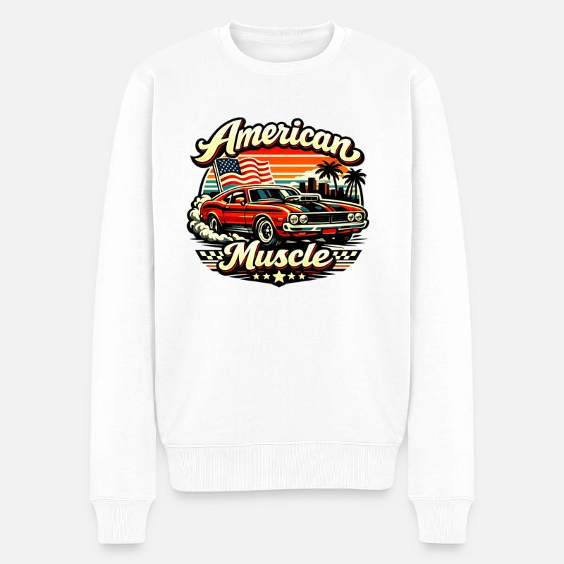 American_Muscle_4 - Männer Premium Bio Pullover - Weiß