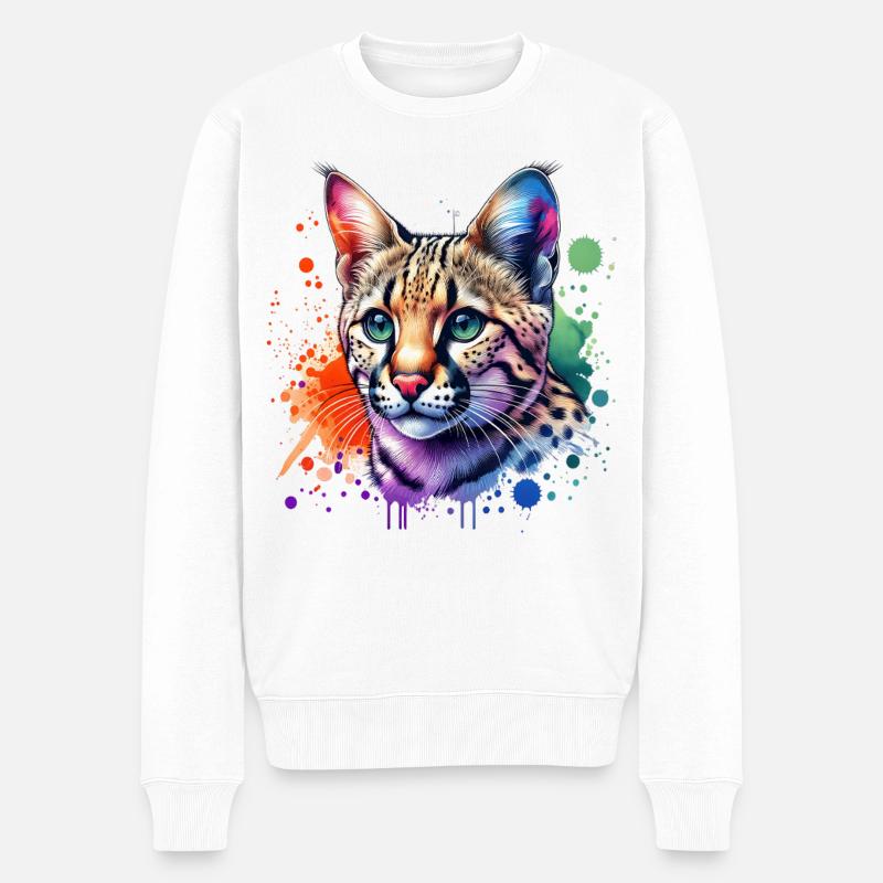 Savannah Katze Motiv - Männer Premium Bio Pullover - Weiß