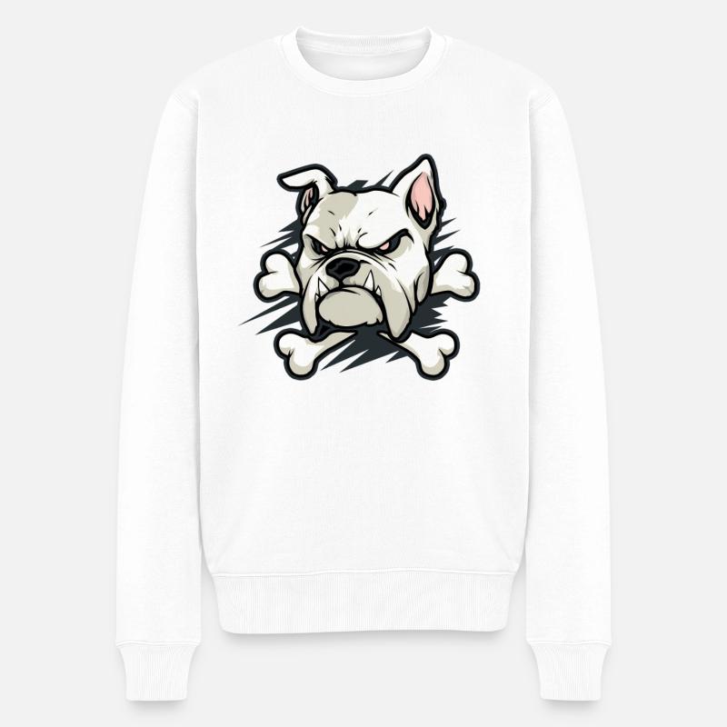 Wütende Bulldogge mit Knochen - Männer Premium Bio Pullover - Weiß
