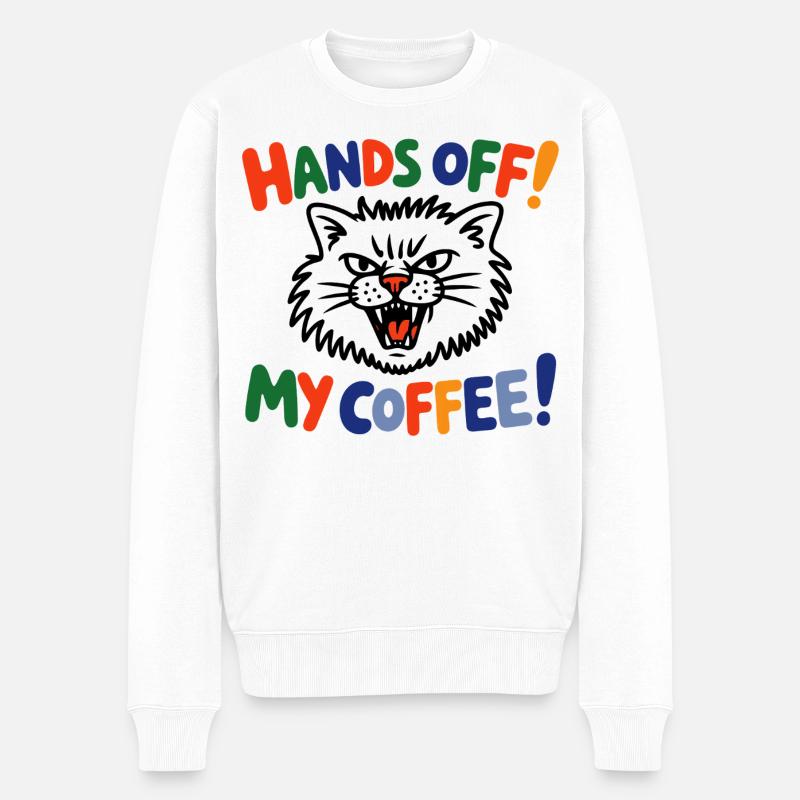 Hände weg, mein Kaffee! - Männer Premium Bio Pullover - Weiß