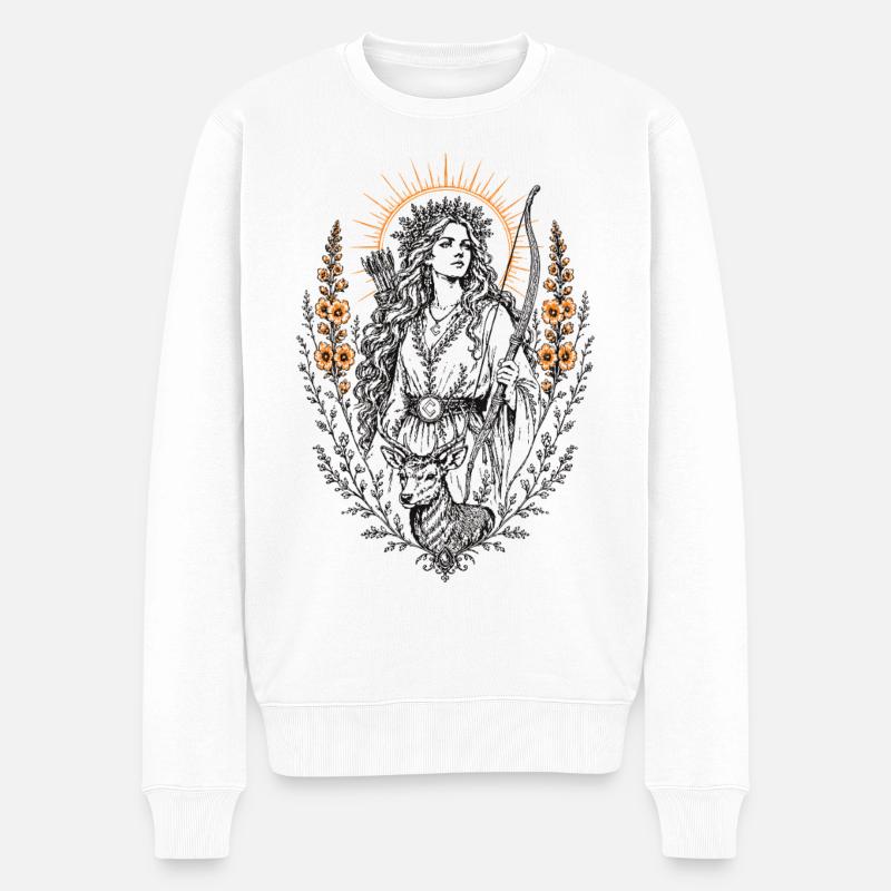 Dziewanna Huntress - Männer Premium Bio Pullover - Weiß