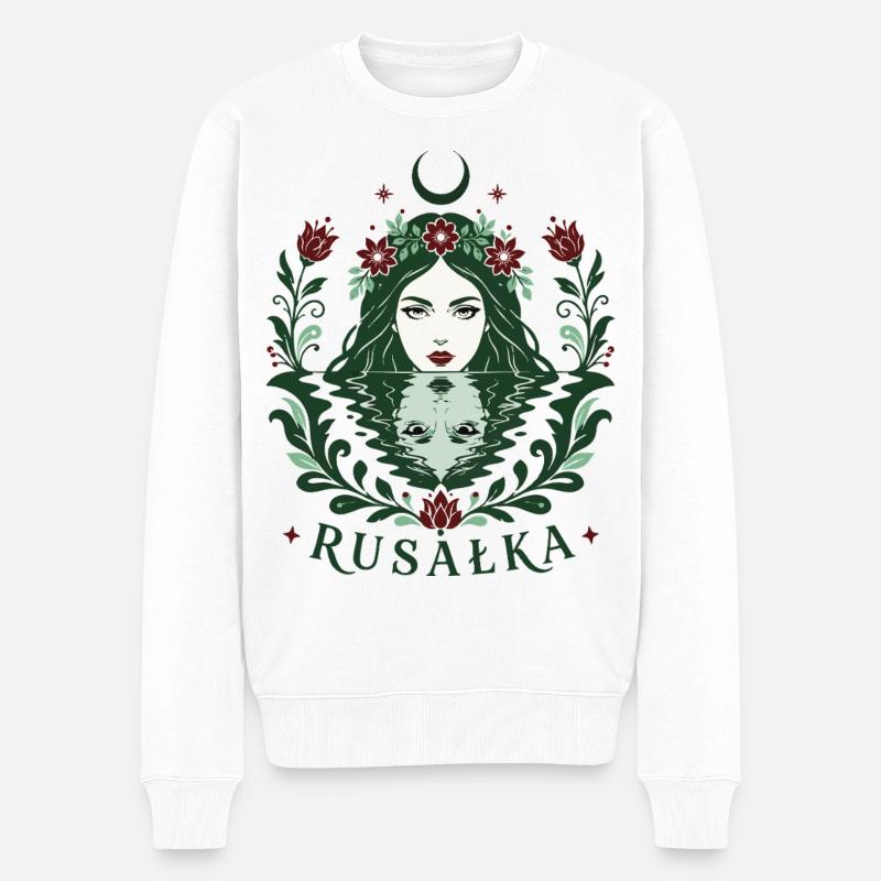 Rusalka-Wassergeist - Männer Premium Bio Pullover - Weiß