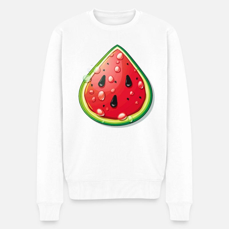 Frische Wassermelone Cartoon-Slice - Männer Premium Bio Pullover - Weiß