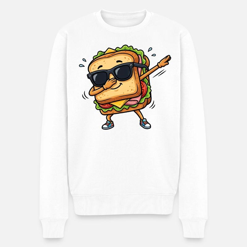 Dabbing Sandwich - Männer Premium Bio Pullover - Weiß