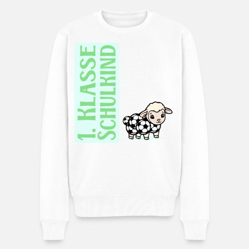 Schulkind Fußball - Einschulung Schafe - Männer Premium Bio Pullover - Weiß