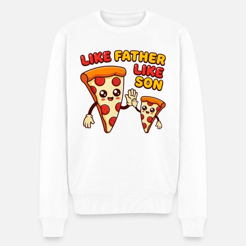 Pizza-Vater und Sohn - Männer Premium Bio Pullover - Weiß