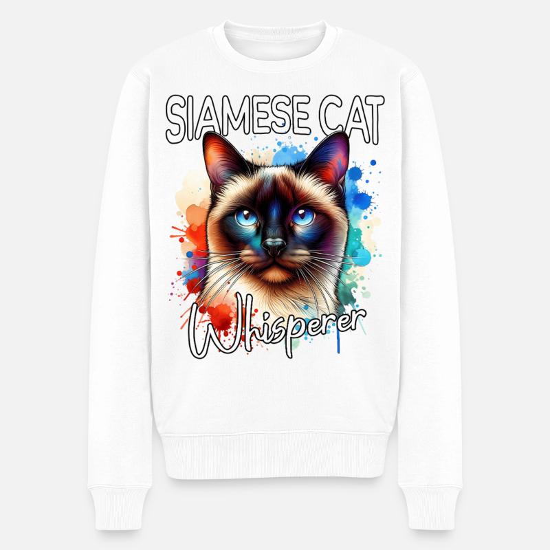 Siamkatze Flüsterer - Männer Premium Bio Pullover - Weiß