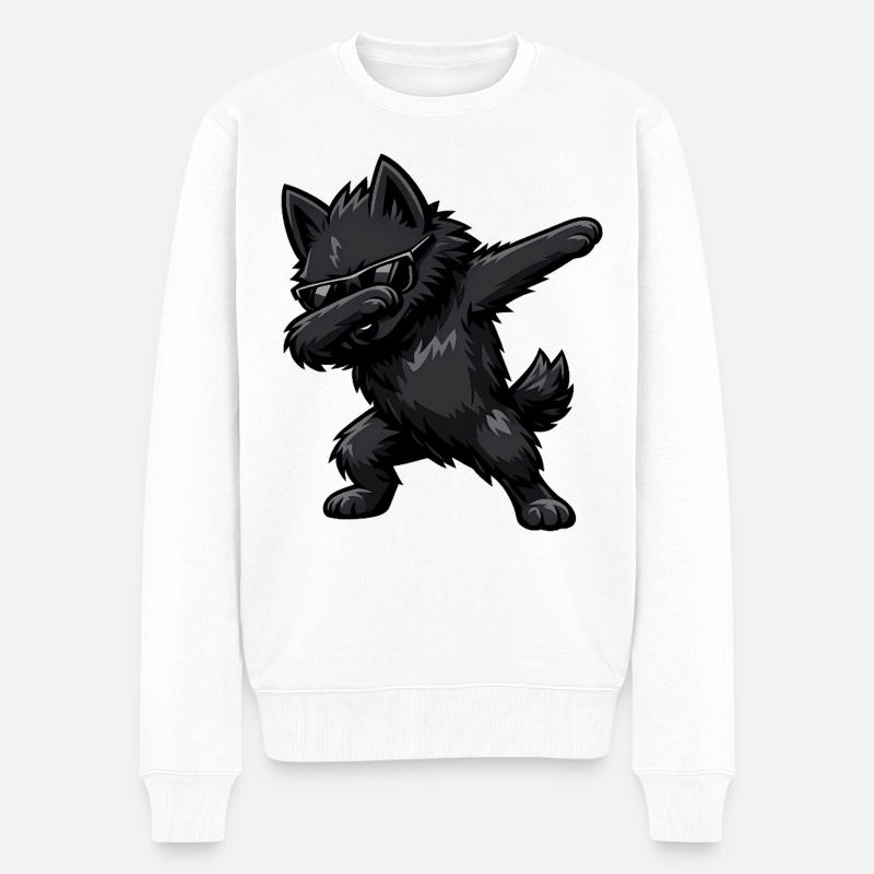 Dabbing Schipperke - Männer Premium Bio Pullover - Weiß