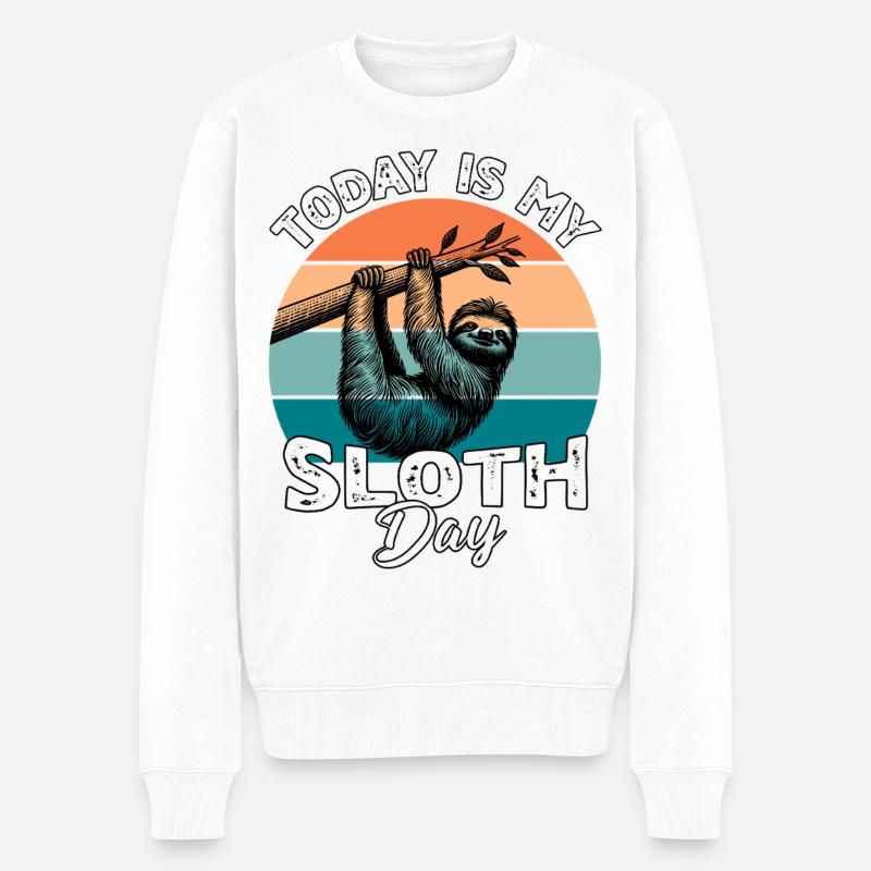 Faultier Sloth - Männer Premium Bio Pullover - Weiß