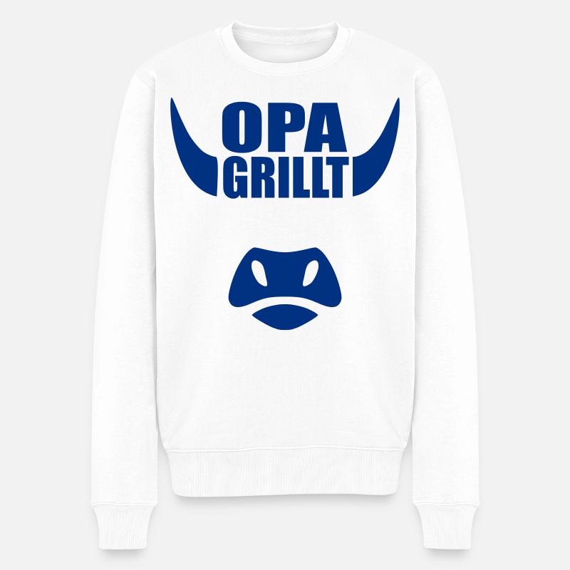 Opa Grillt BBQ - Männer Premium Bio Pullover - Weiß