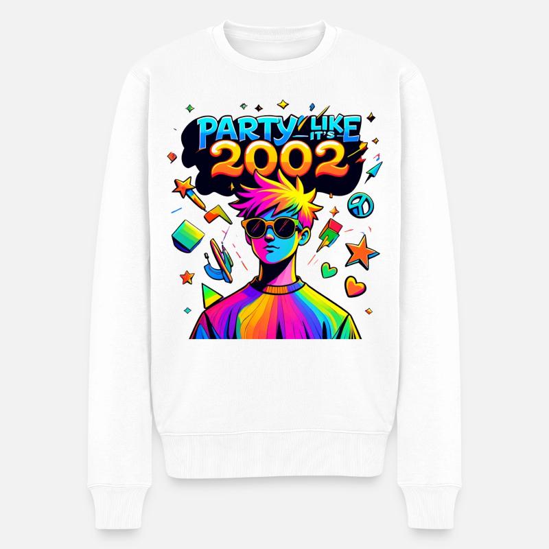 Neon Party 2002 Retro - Männer Premium Bio Pullover - Weiß