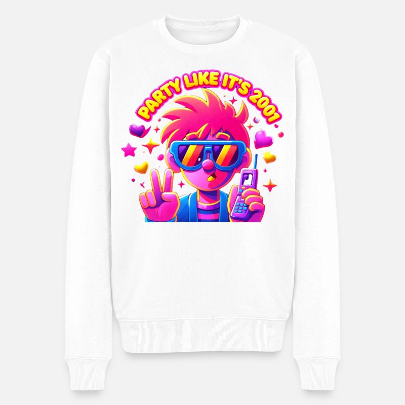 Fête néon Punk Pixel 2001 - Pull Premium bio Homme - blanc