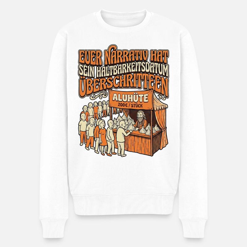 Narrativ Haltbarkeit - Männer Premium Bio Pullover - Weiß