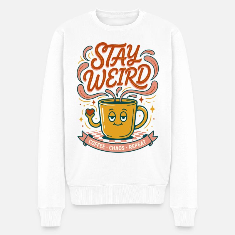 Coffee Chaos Repeat - Männer Premium Bio Pullover - Weiß