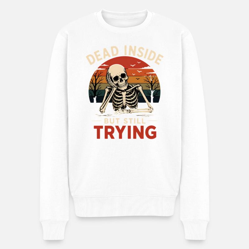 Dead Inside Bürohumor Skelett - Männer Premium Bio Pullover - Weiß