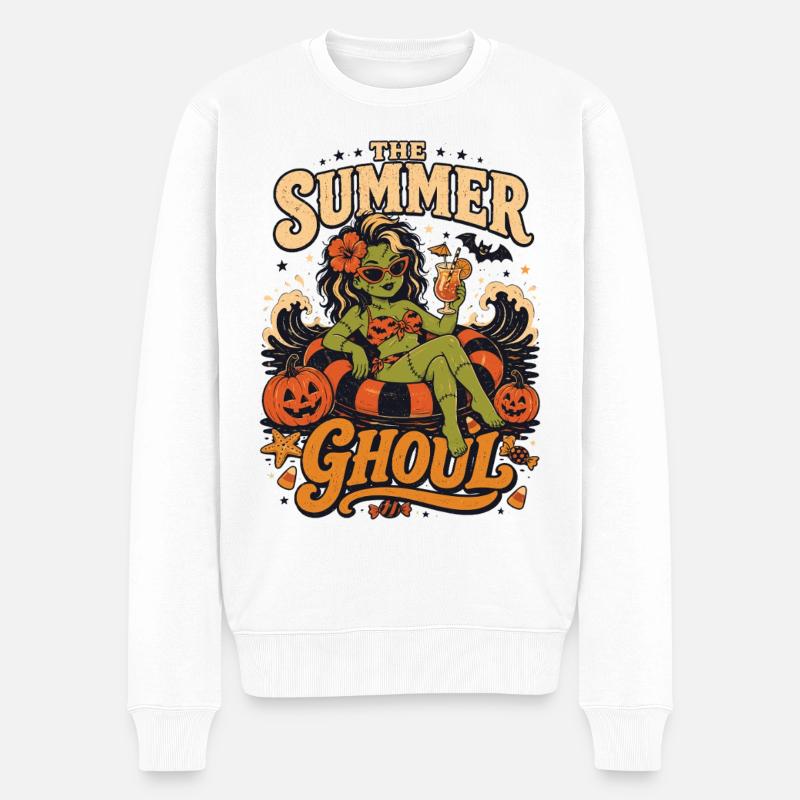 Sommer-Ghul-Halloween - Männer Premium Bio Pullover - Weiß