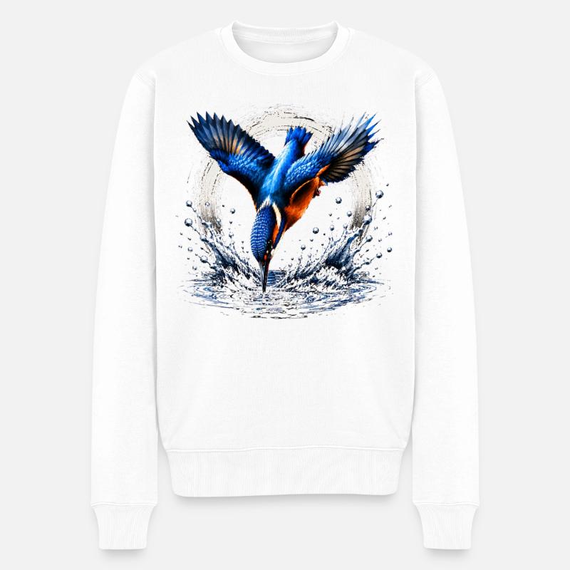 Eisvögler-Design - Männer Premium Bio Pullover - Weiß