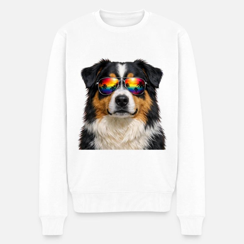 Australian Shepherd Sonnenbrille Aussie - Männer Premium Bio Pullover - Weiß