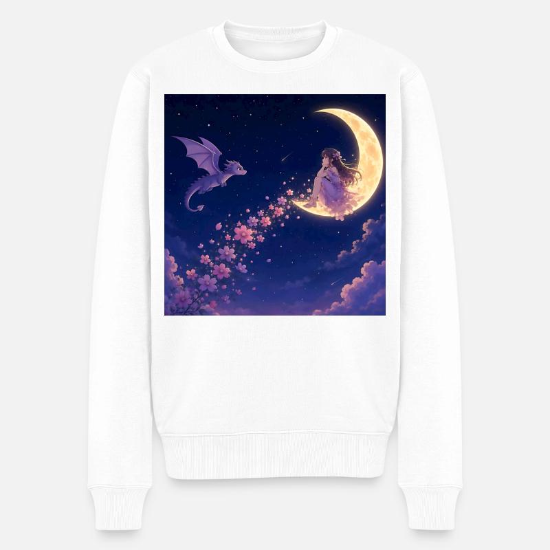 Mondlicht Drachenblüte - Männer Premium Bio Pullover - Weiß