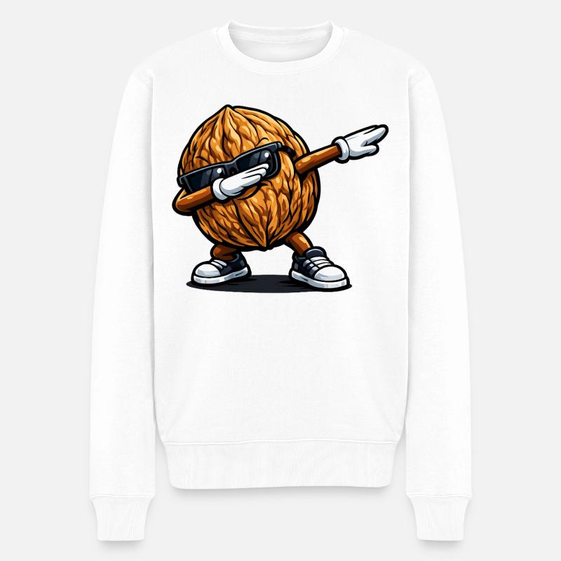 Dabbing Walnuss - Männer Premium Bio Pullover - Weiß