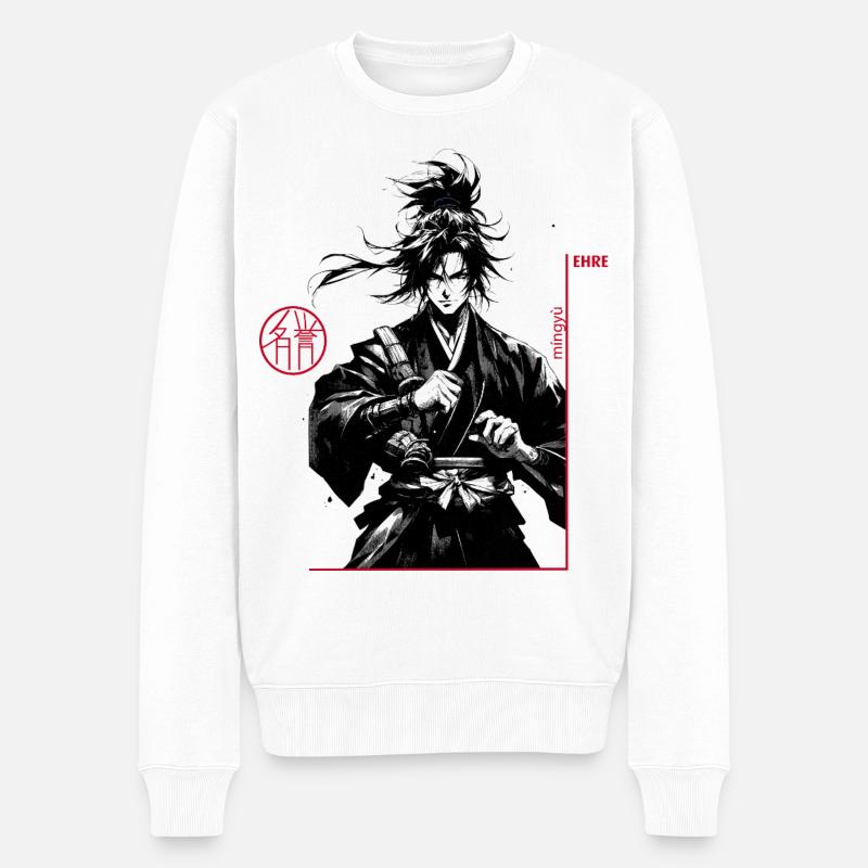 Samurai - Männer Premium Bio Pullover - Weiß