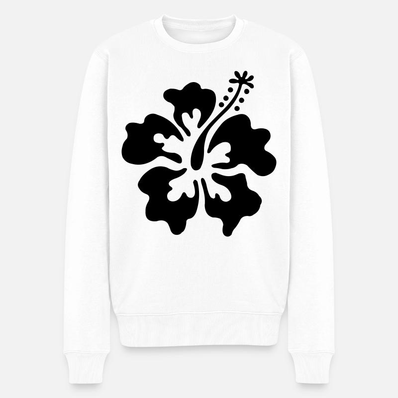 Hawai Blüte - Männer Premium Bio Pullover - Weiß