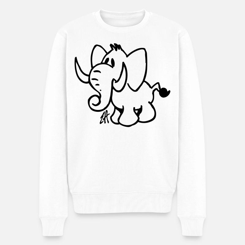Elefant - Männer Premium Bio Pullover - Weiß