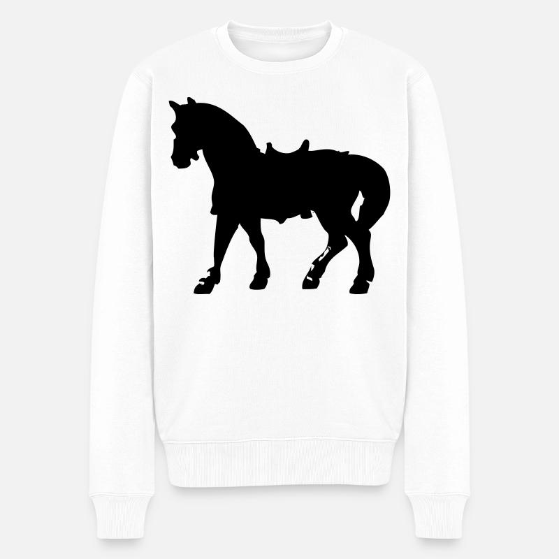 Pferd - Männer Premium Bio Pullover - Weiß