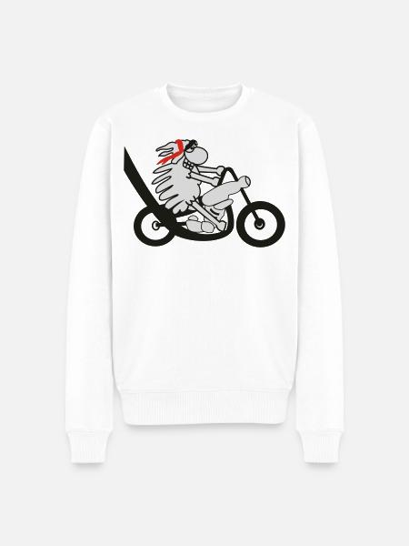 Motorradfahrer Schaf - Männer Premium Bio Pullover - Weiß