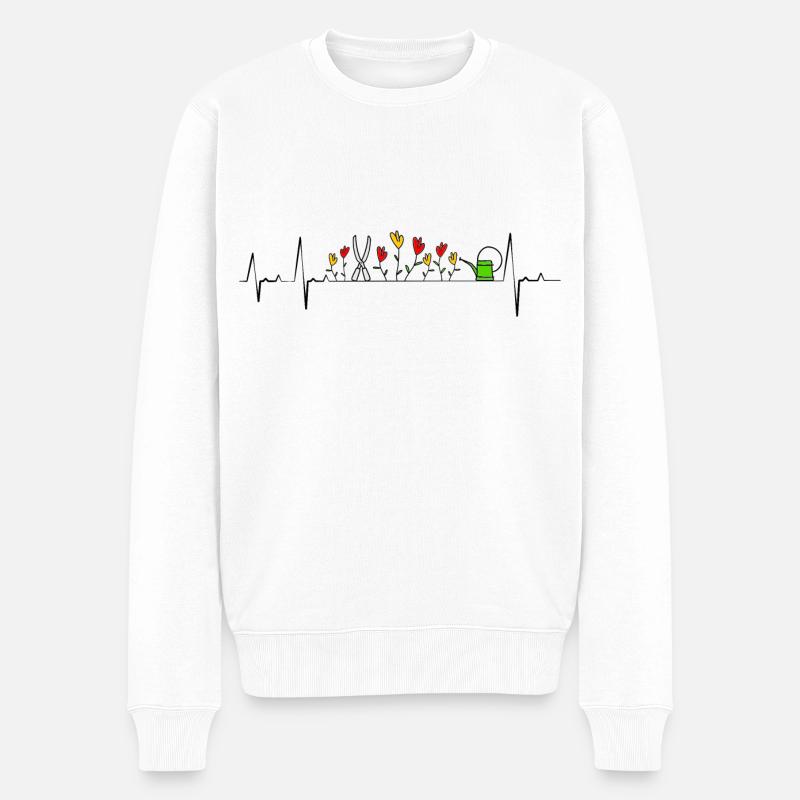 Herzschlag Gartenarbeit Geschenk für Gärtner - Männer Premium Bio Pullover - Weiß