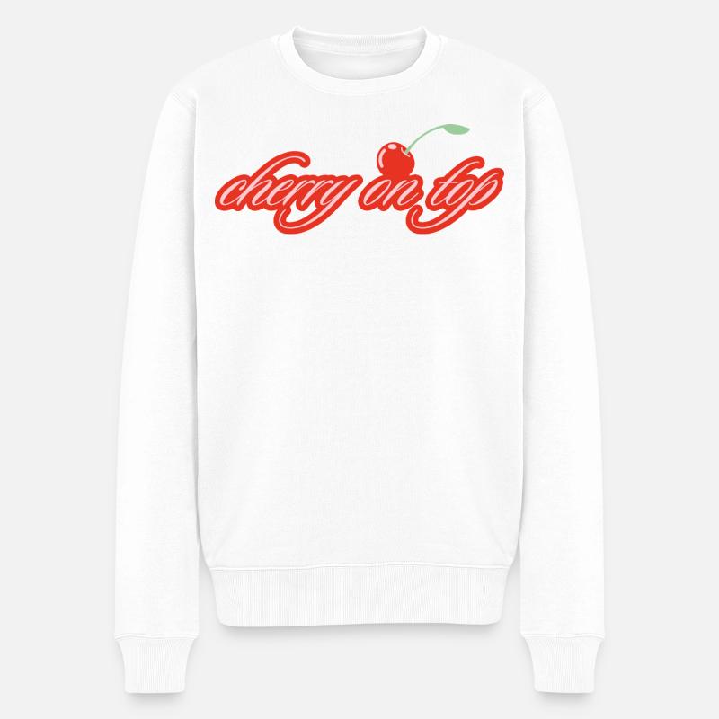 Cherry On Top  - Männer Premium Bio Pullover - Weiß