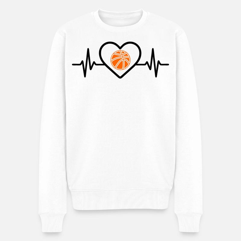 Basketball Herz Sport - Männer Premium Bio Pullover - Weiß