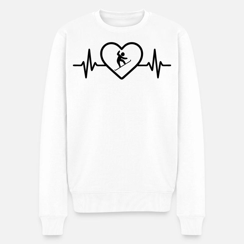 Snowboard Berge Herz - Männer Premium Bio Pullover - Weiß