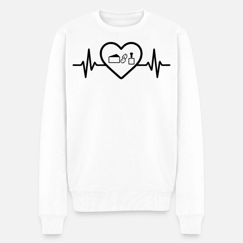 Raclette Käse Herz Winter - Männer Premium Bio Pullover - Weiß