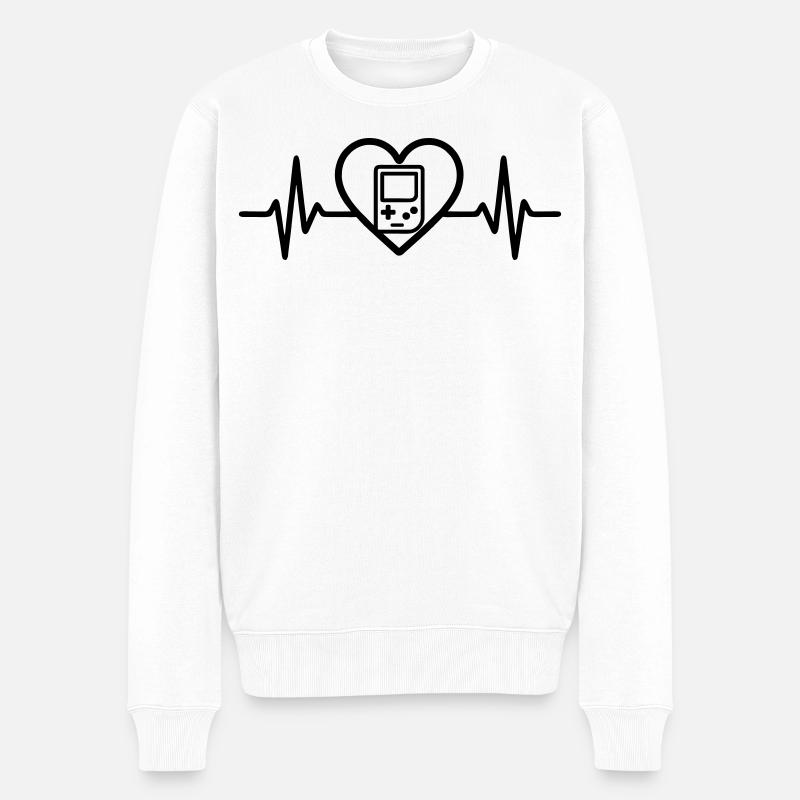 Heart Retrogaming – Console rétro portable - Pull Premium bio Homme - blanc