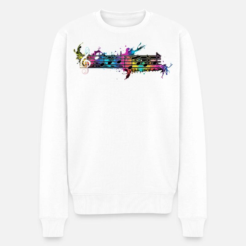 Bunte Noten - Männer Premium Bio Pullover - Weiß