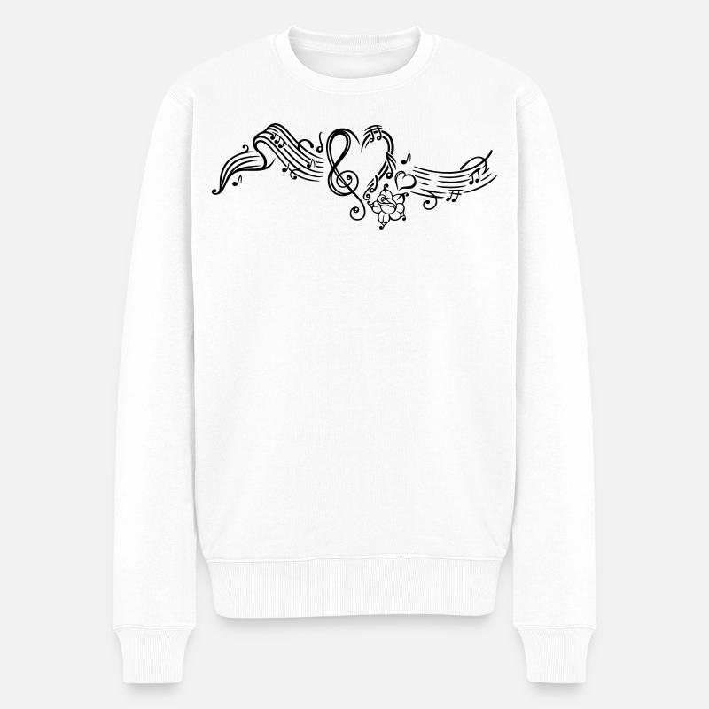 Notenblatt mit Musiknoten, music, notes, clef - Männer Premium Bio Pullover - Weiß
