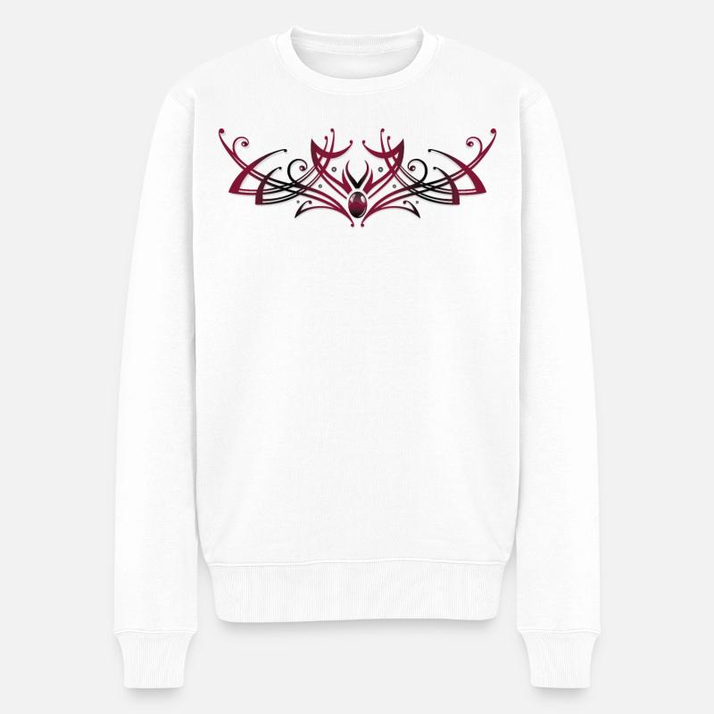 Filigranes Tribal mit Edelstein, rot - Männer Premium Bio Pullover - Weiß