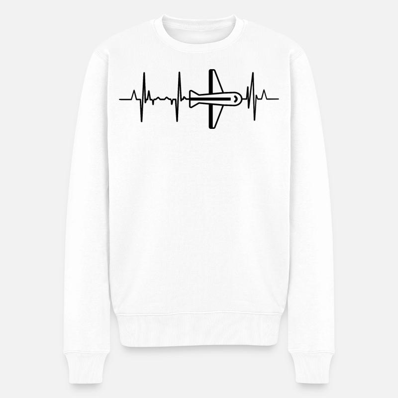 Luftfahrt Herzklopfen - Männer Premium Bio Pullover - Weiß