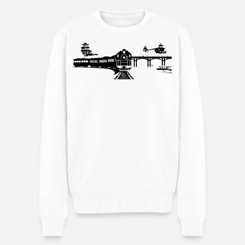 Chemin de fer - Pull Premium bio Homme - blanc