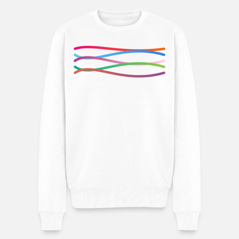 Bunte Wellenbänder  - Männer Premium Bio Pullover - Weiß