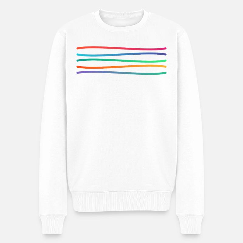 Regenbogen Linienkunst - Männer Premium Bio Pullover - Weiß