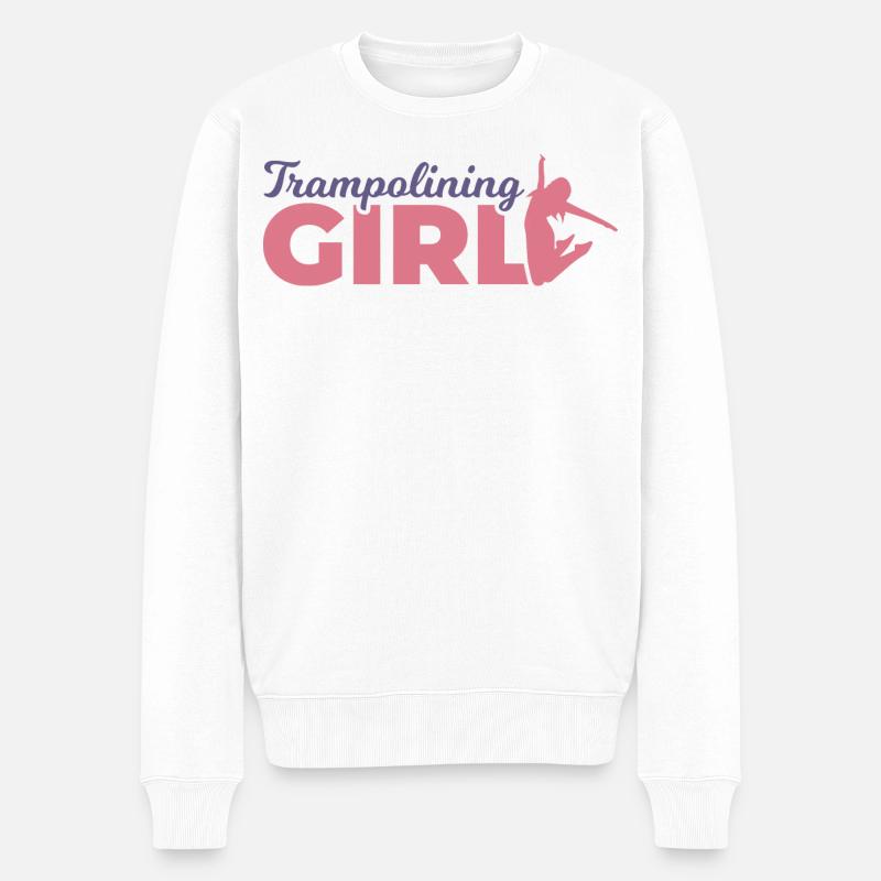 Trampolinspringer Mädchen - Männer Premium Bio Pullover - Weiß