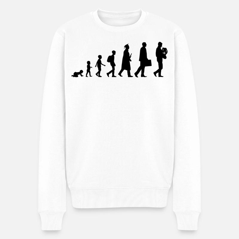 Entwicklung des Waldhornisten - Männer Premium Bio Pullover - Weiß