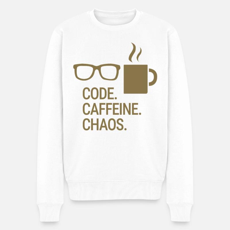 Code. Caféine. Chaos. - Pull Premium bio Homme - blanc