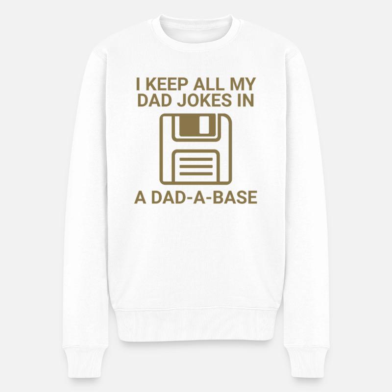Je garde toutes les blagues de mon père dans un Dad-a-base - Pull Premium bio Homme - blanc